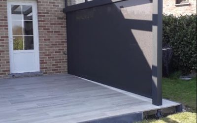 Pergola vitrée en aluminium à Liège RAL 7016